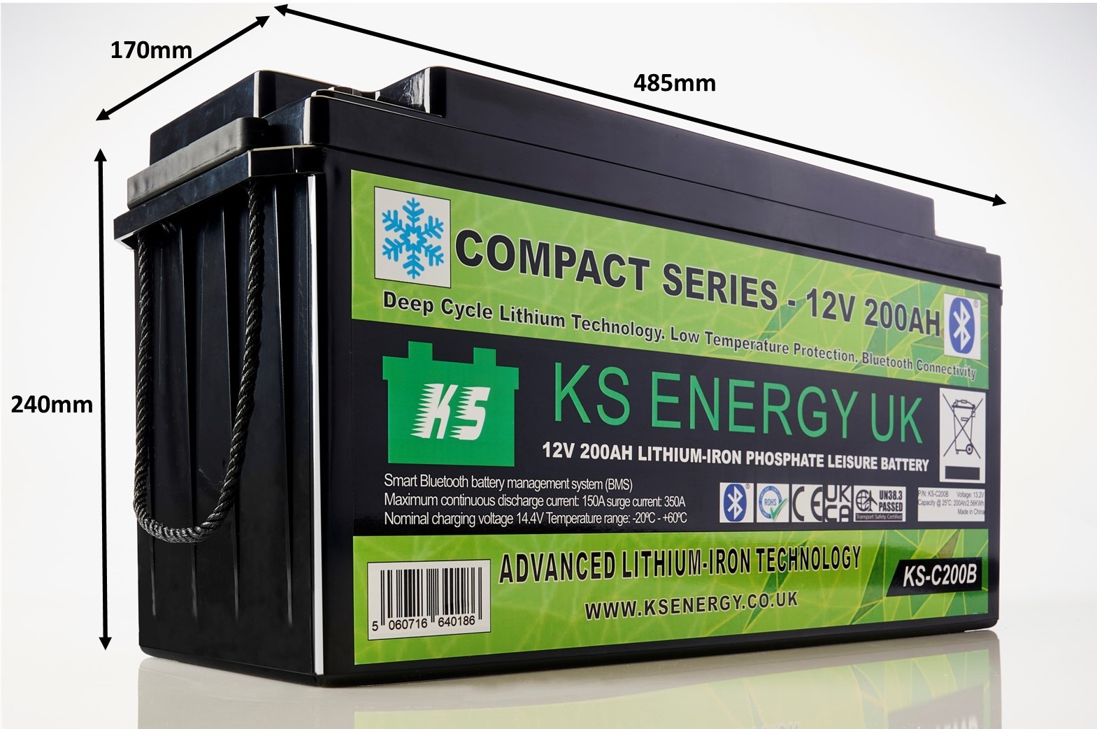 5a): KS-C200B 12v 200AH Compact Series Bluetooth High Power lithium battery