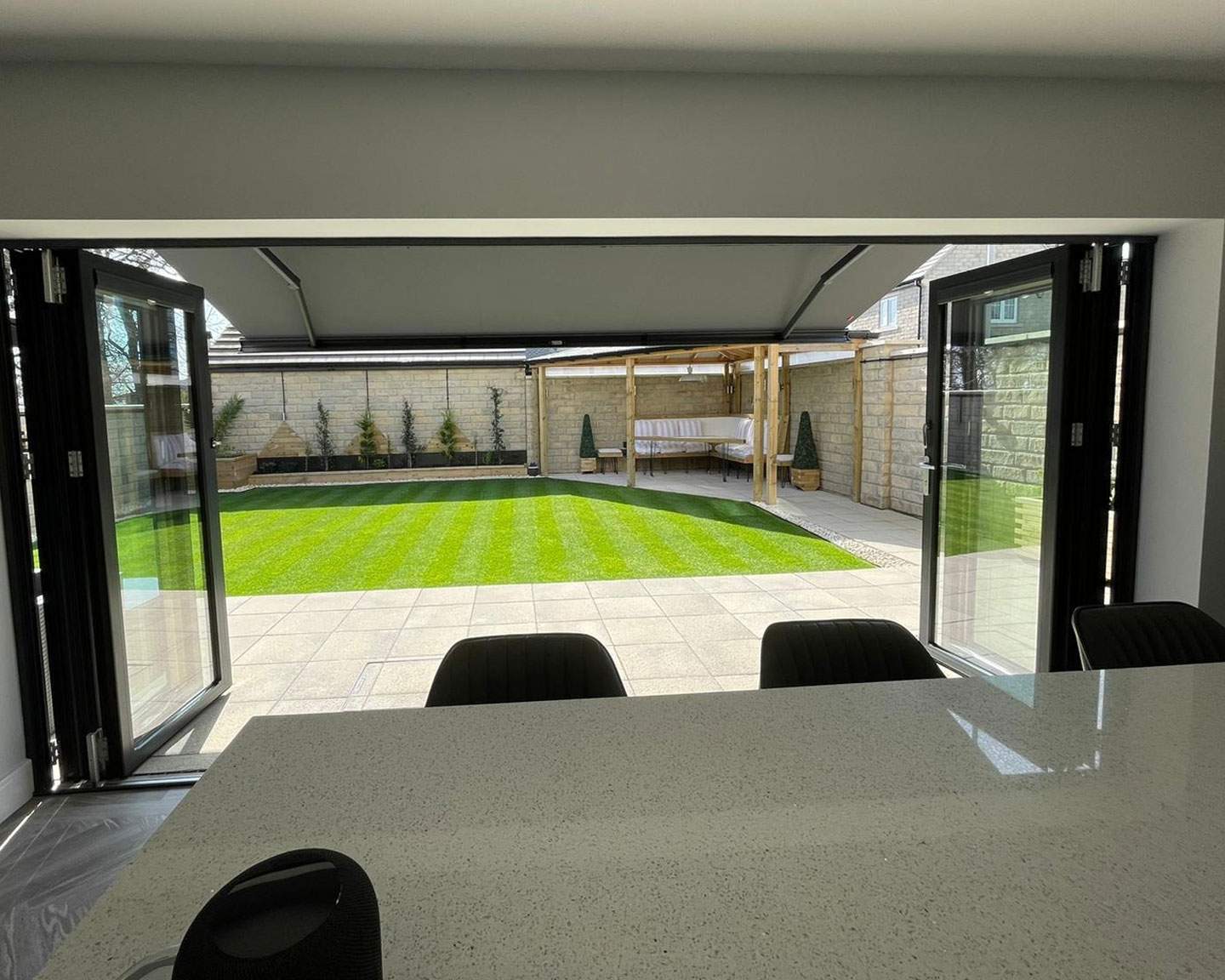 Inside view of awning from open Bifolds