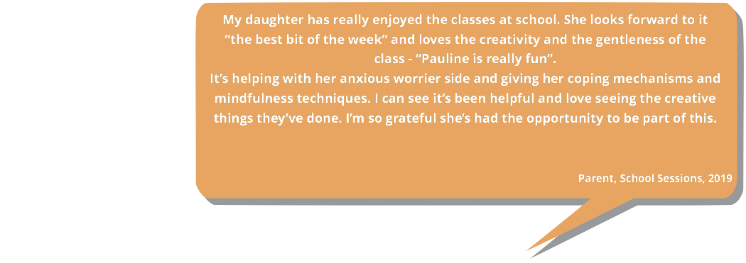 Testimonial. Loves the creativity and gentleness of the class.