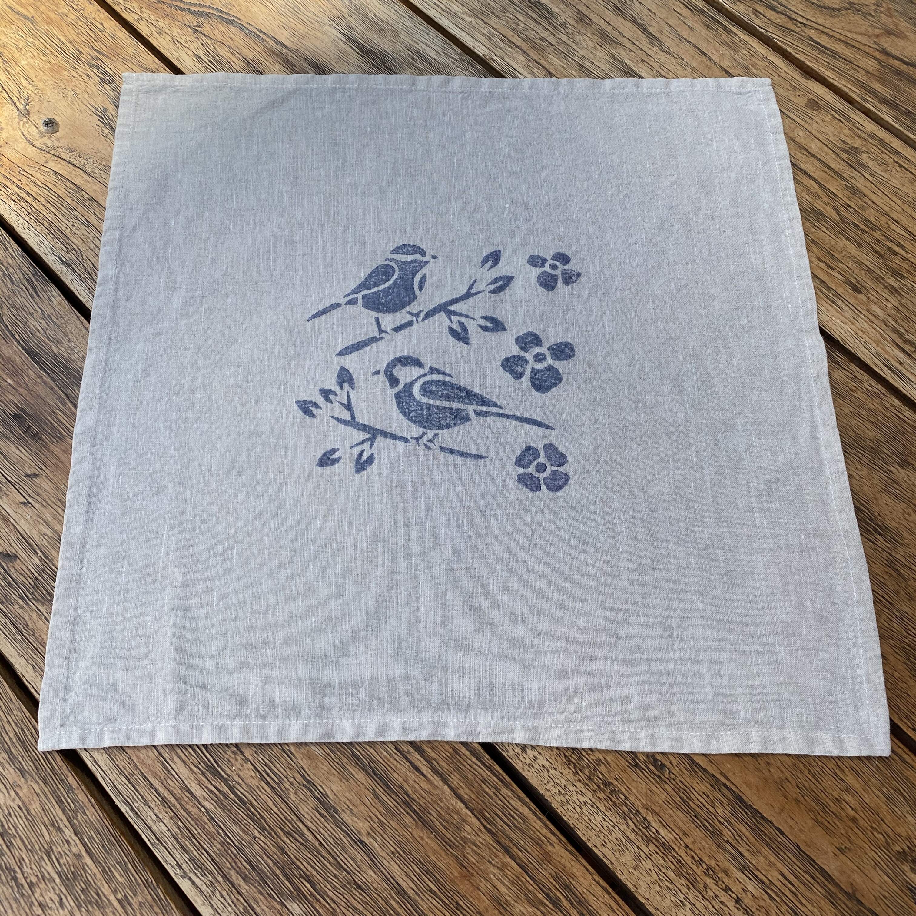 Set of 8 Hand Block Printed Napkins in Blue