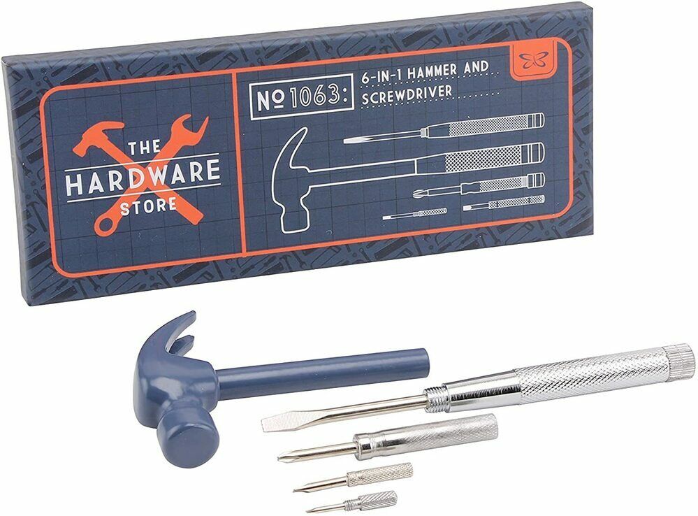 The Hardware Store Stainless Steel 6-in-1 Hammer and Screwdriver Multi-Tool
