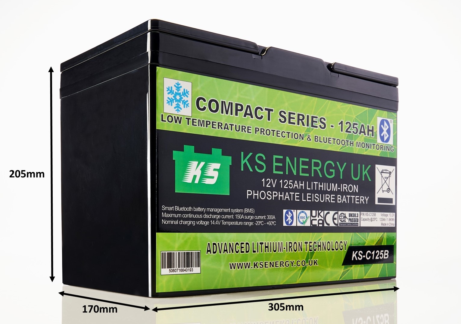KS Energy 125AH lithium battery dimensions