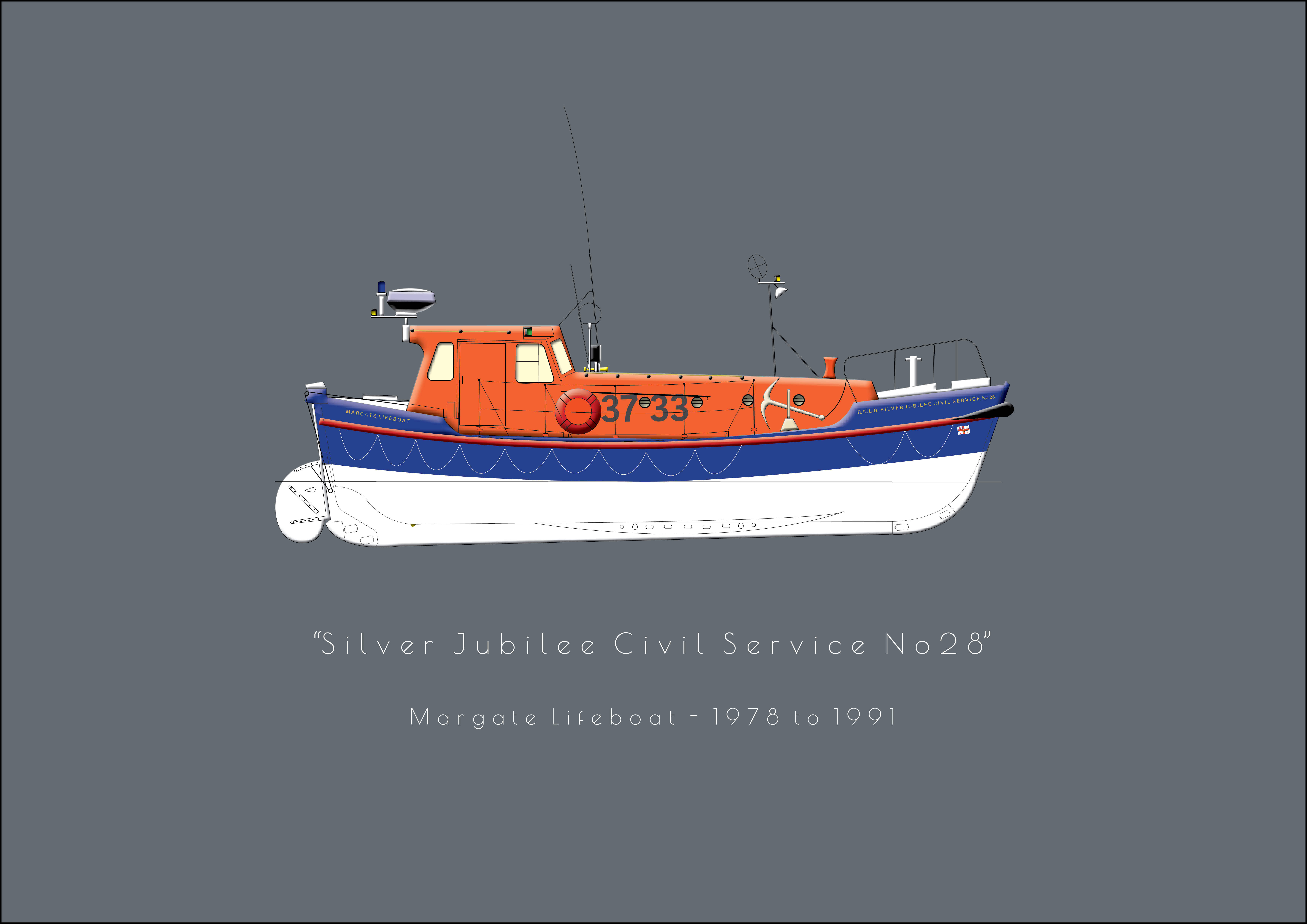 Vintage Lifeboat illustrations - A4 Giclee print