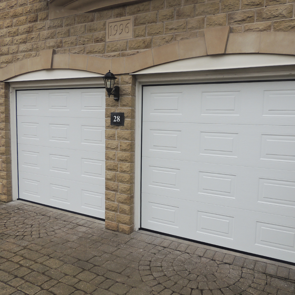 Single Insulated Georgian Woodgrain (White) Sectional Garage Doors.