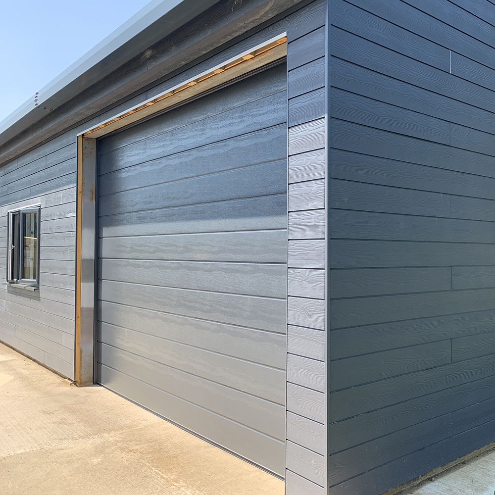 Double Insulated Woodgrain (Slate Grey) M-Ribbed Sectional Garage Door.