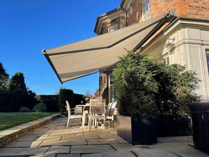 Side view Of Opal Design Awning fitted in Harrogate
