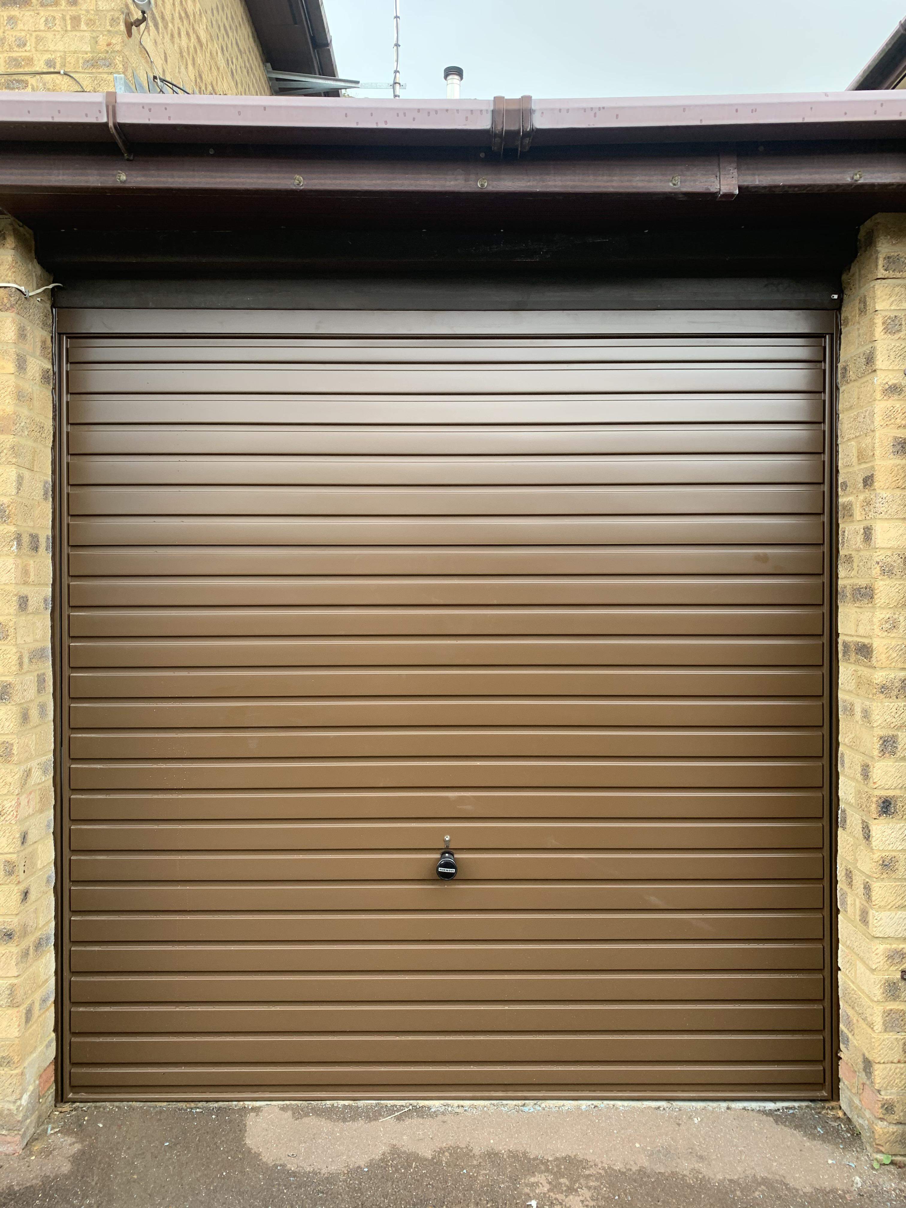 Single Steel (Brown) Horizontal Canopy Garage Door.