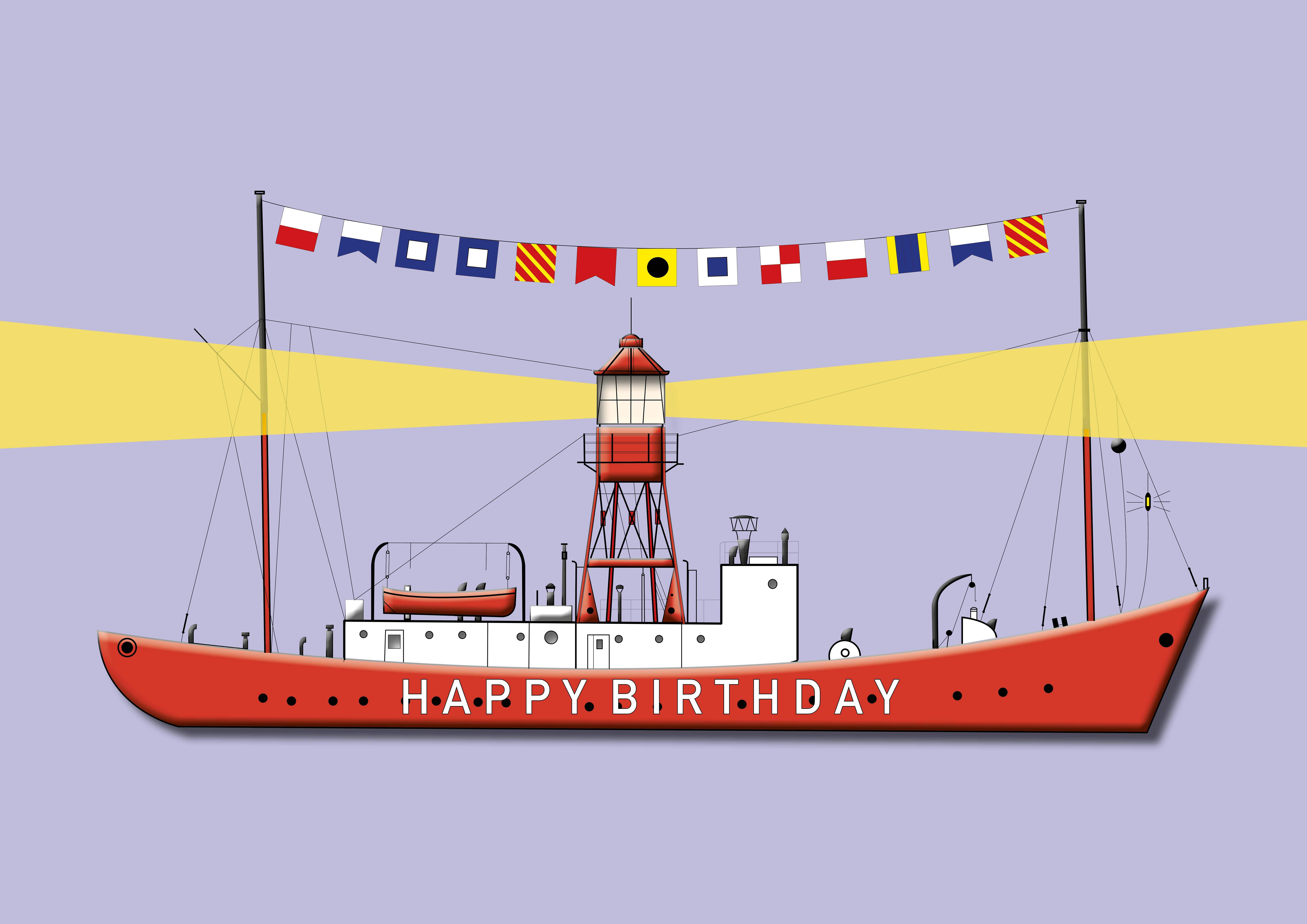 Happy Birthday - Lightship Greetings Cards - Pack of 4