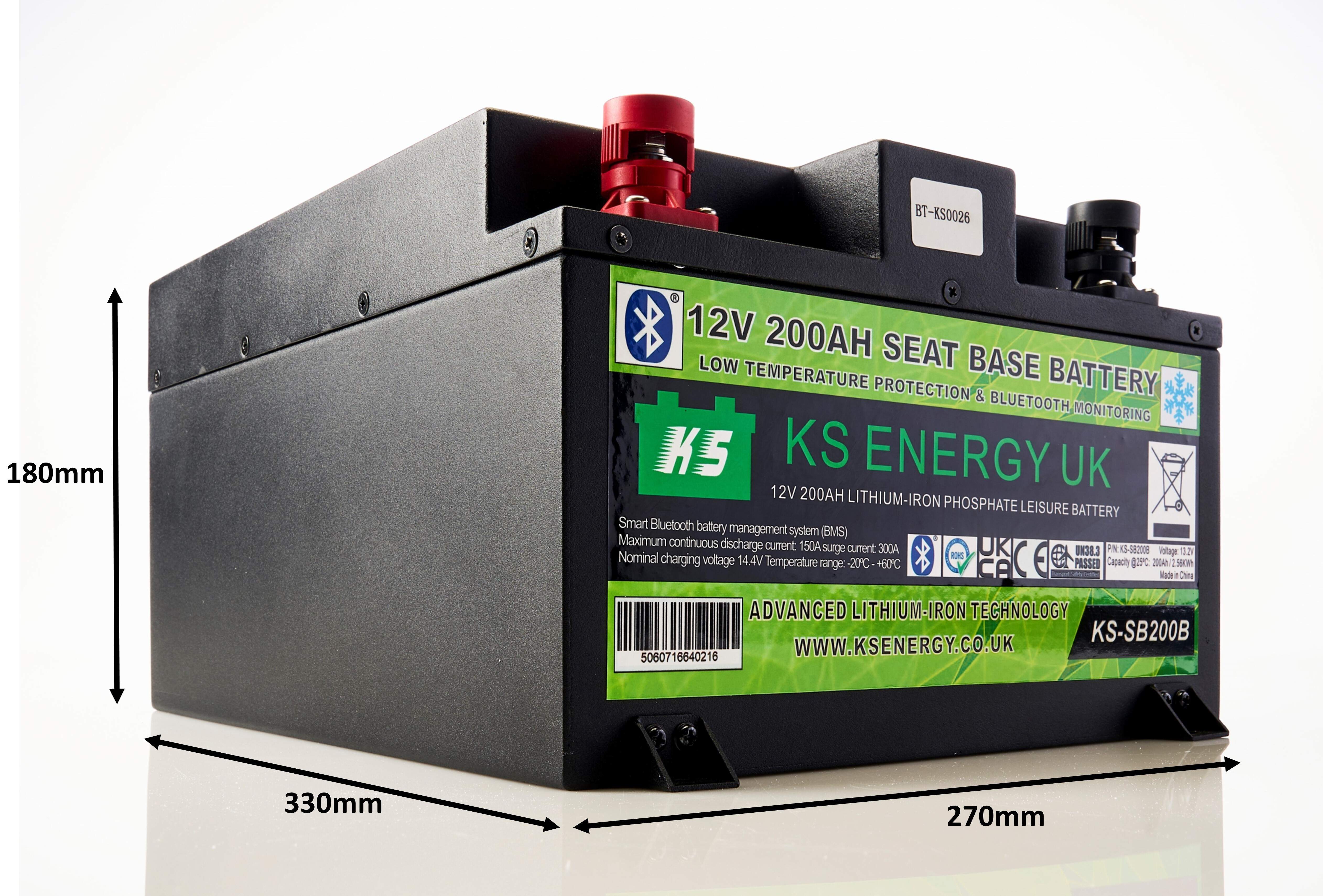 Physical measurements for the KS Energy under seat swivel base battery