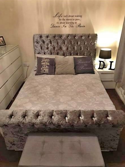 'GENEVA' Scroll Sleigh Frame Bed