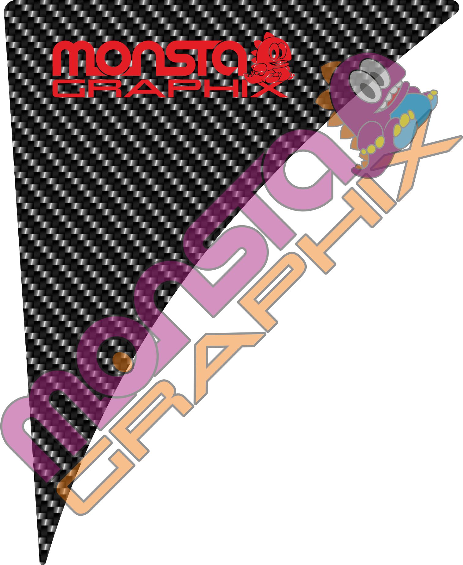 Fiesta Mk7/7.5 Side wing Gel Badge Monsta Graphix Logo - Carbon Fibre